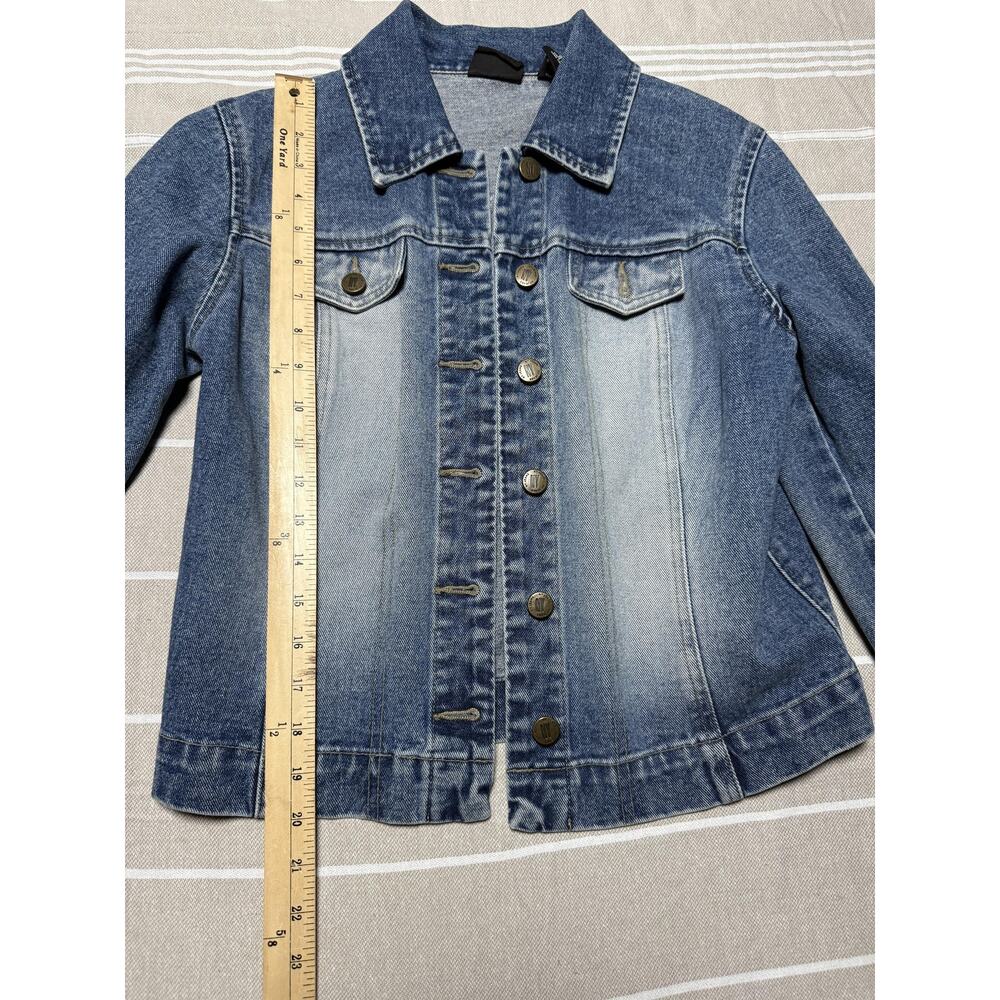 New York & Company Denim Jacket Womens Medium Blue Button Front Jean Trucker - Picture 4 of 6